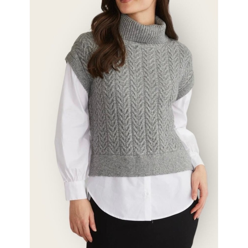 525 America - Sofia‎ Twofer Cable Vest Tunic Sweater Size M